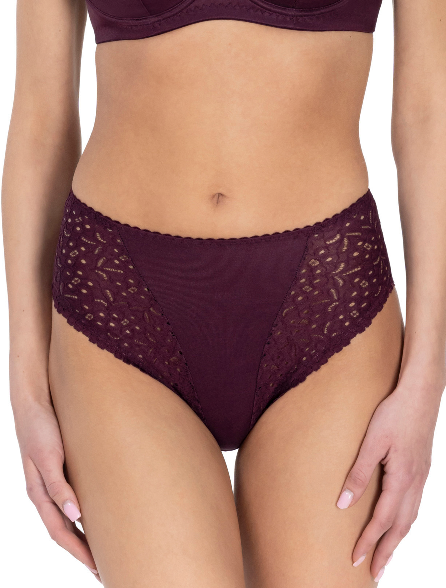 Lauma, Purple High Waist Panty, On Model Front, 01810