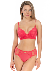 Lauma, Pink Lace Push-up Bustier Bra, On Model Front, 02L10