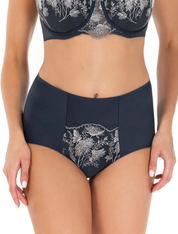 Lauma Lingerie, Dark Blue Panty, With Lace, On Model Front, 03L51
