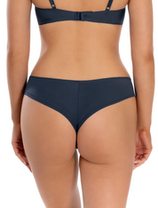 Lauma Lingerie, Dark Blue String Panty, With Lace, On Model Back, 03L60