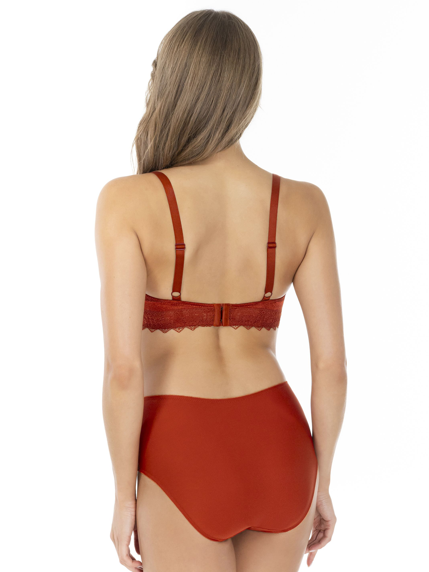 Lauma, Orange Half-padded Lace Bra, On Model Back, 09L40