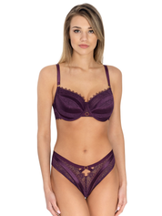 Lauma, Burgundy Half-padded Lace Bra, On Model Front, 09L40