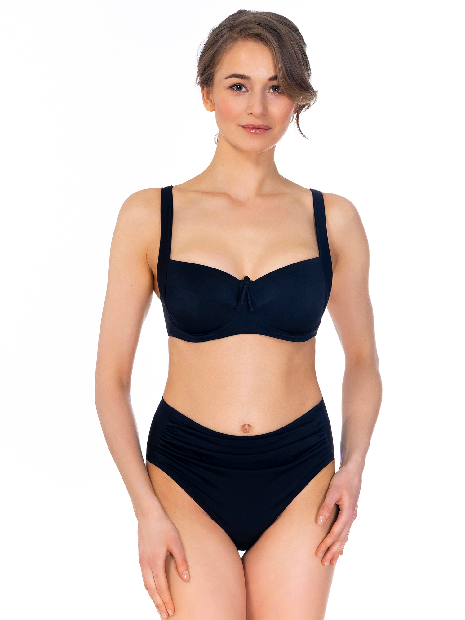 Lauma, Black High Waist Bikini Bottom, On Model Front, 12J57