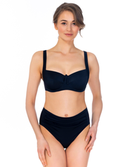 Lauma, Black High Waist Bikini Bottom, On Model Front, 12J57