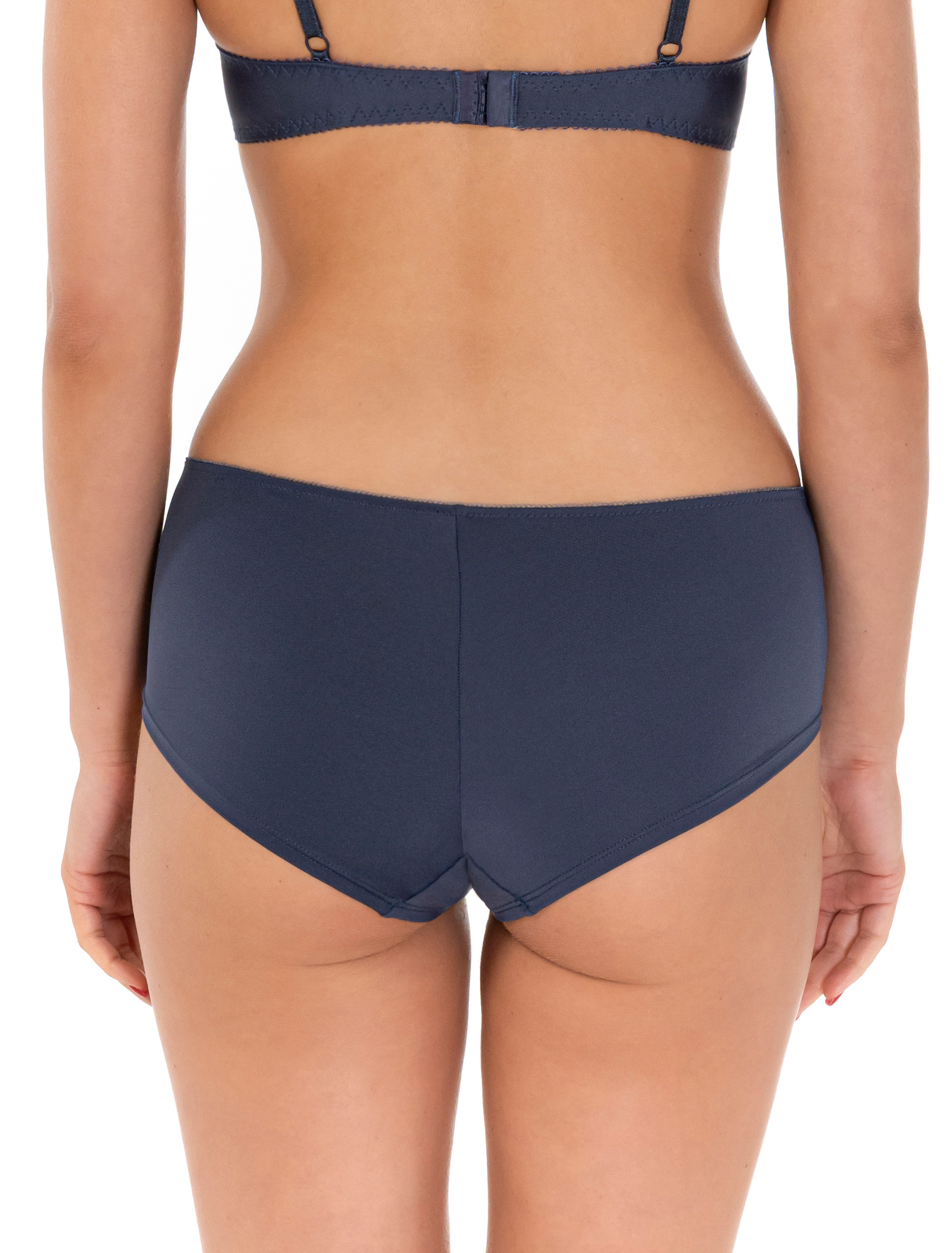 Lauma Lingerie, Dark Blue Shorts Panty, With Lace, On Model Back, 15L70