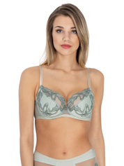 Lauma, Light Green Embroidered Lace Half-padded Bra, On Model Front, 17L40