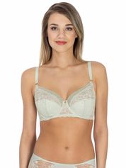Lauma, Light Green Non-padded Bra With Lace Trim, On Model Front, 20L20
