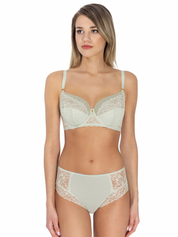 Lauma, Light Green Lingerie Set With Lace Trim, On Model Front, 20L20, 20L51