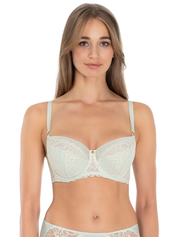 Lauma, Light Green Half-padded Bra With Lace Trim, On Model Front, 20L40