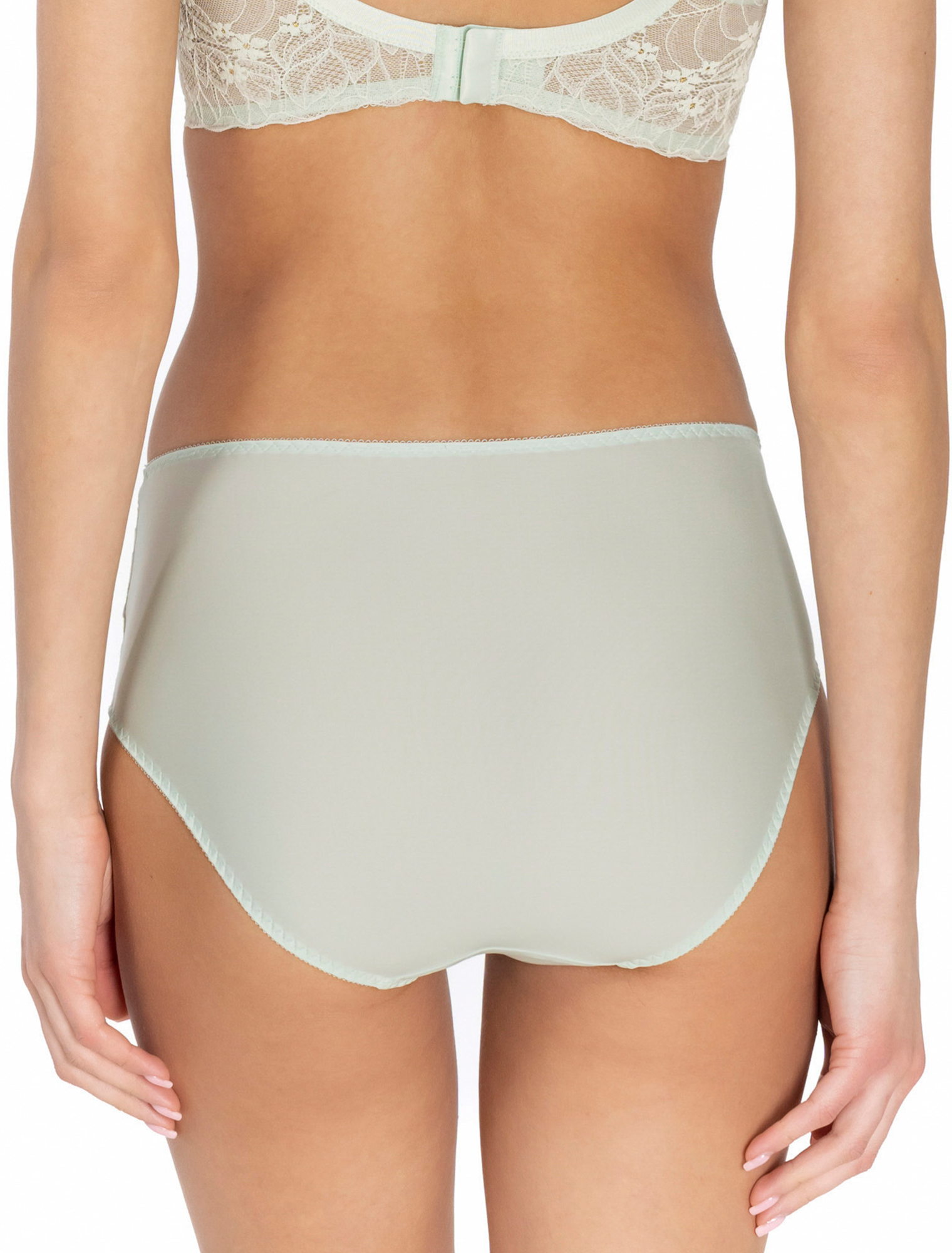 Lauma, Light Gree High Waist Panty With Lace Trim, On Model Back, 20L51