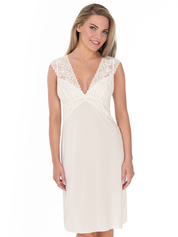 Lauma, Ivory Nightdress With Lace, On Model Front, 20L92