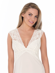 Lauma, Ivory Nightdress With Lace, On Model Front, 20L92