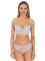 Lauma, Light Blue Lace Push-up Bustier Bra, On Model Front, 22L10