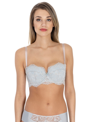 Lauma, Light Blue Lace Balconette Bra, On Model Front, 22L30