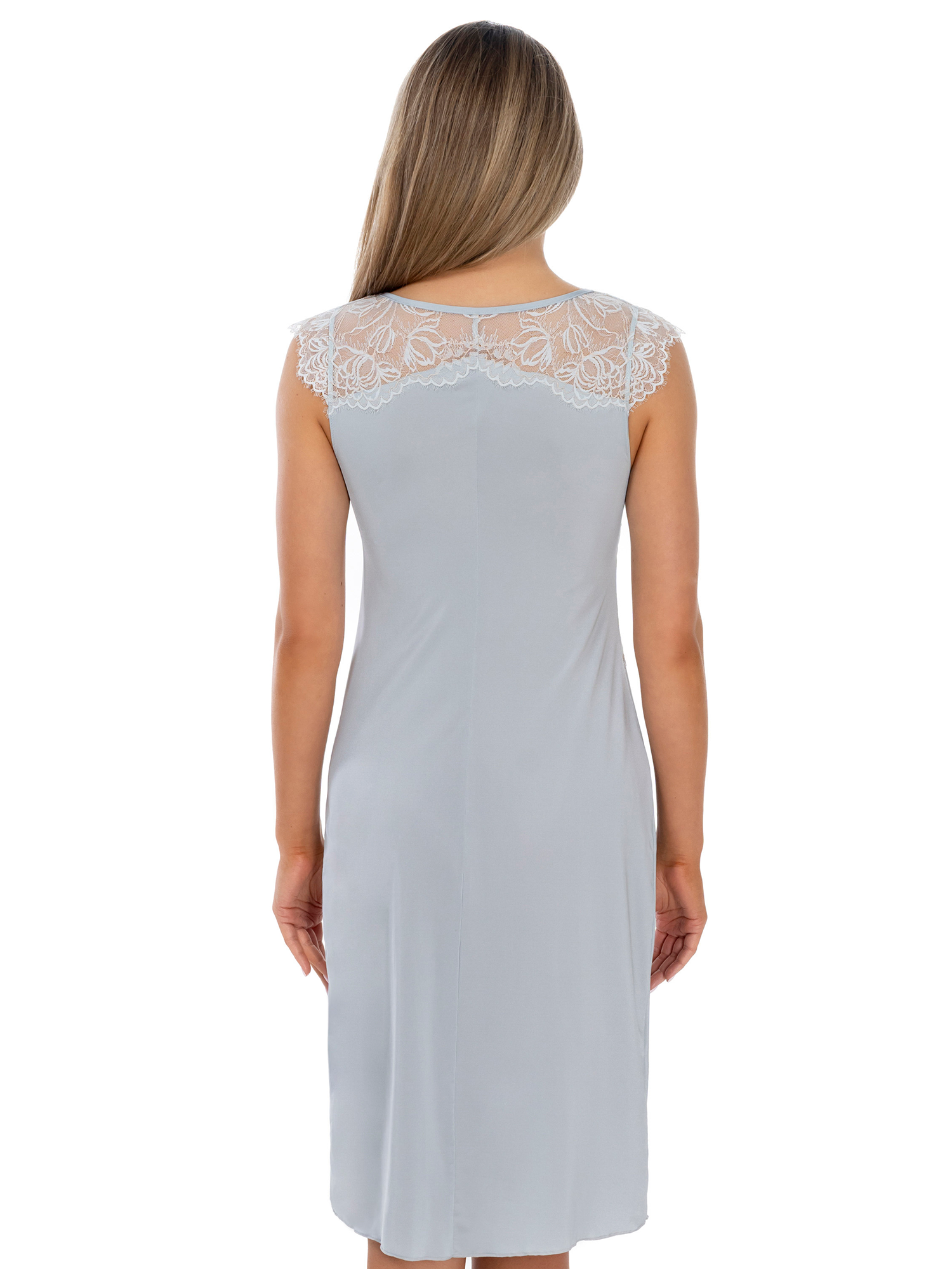Lauma, Light Blue Nightdress With Lace, On Model Back, 22L90
