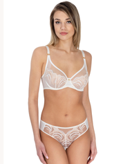 Lauma, Whisper White Non-padded Bra With Embroidered Lace, On Model Front, 27L20