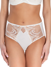 Lauma, Whisper White High Waist Panty With Embroidered Lace, On Model Front, 27L51