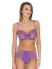 Lauma, Violet And Beige Lace Half-padded Bra, On Model Front, 28L40