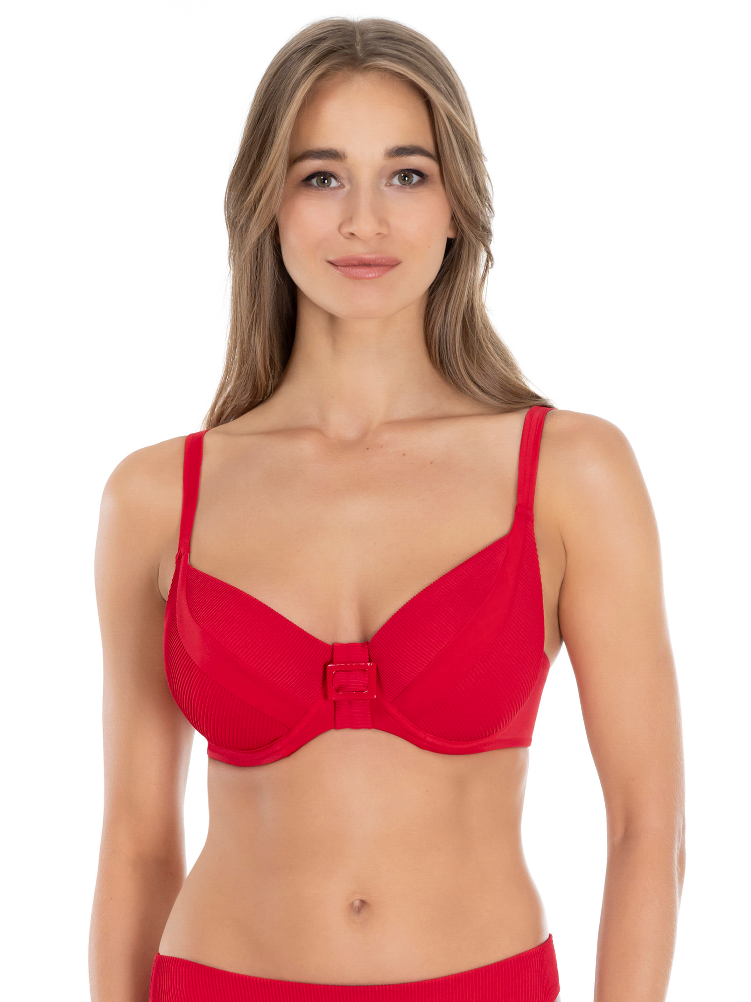 Lauma, Red Bikini Top, On Model Front, 35L20