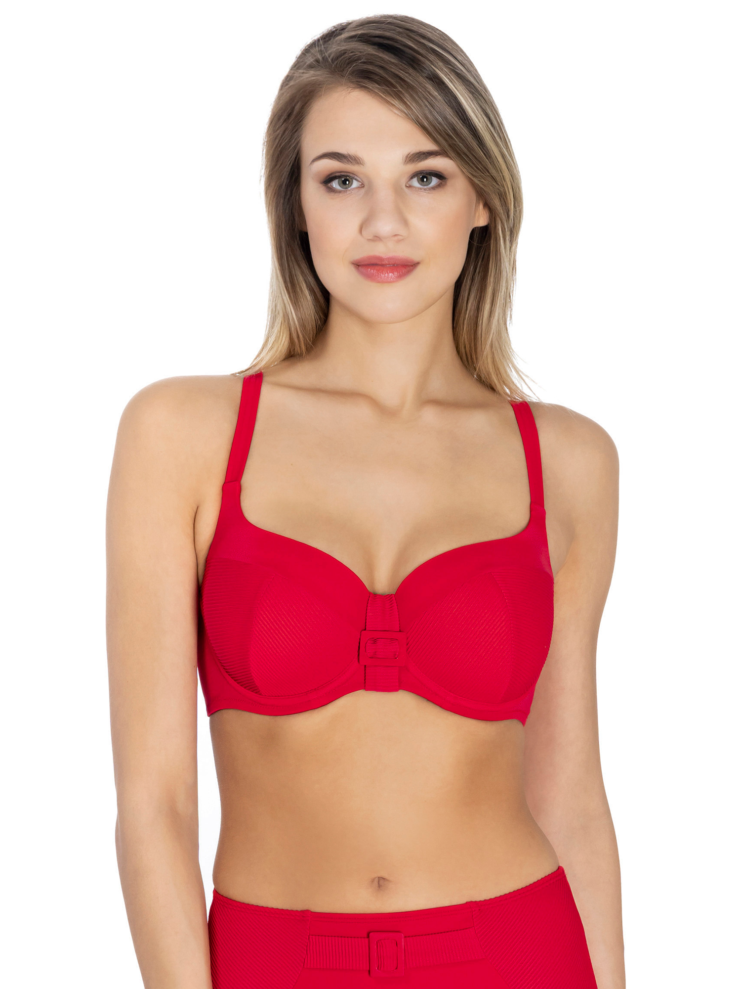 Lauma, Red Bikini Top, On Model Front, 35L31