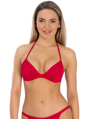 Lauma, Red Halter Neck Bikini Top, On Model Front, 35L36