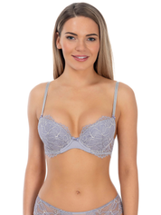 Lauma, Grey Lace Push-up Bra, On Model Front, 37L10