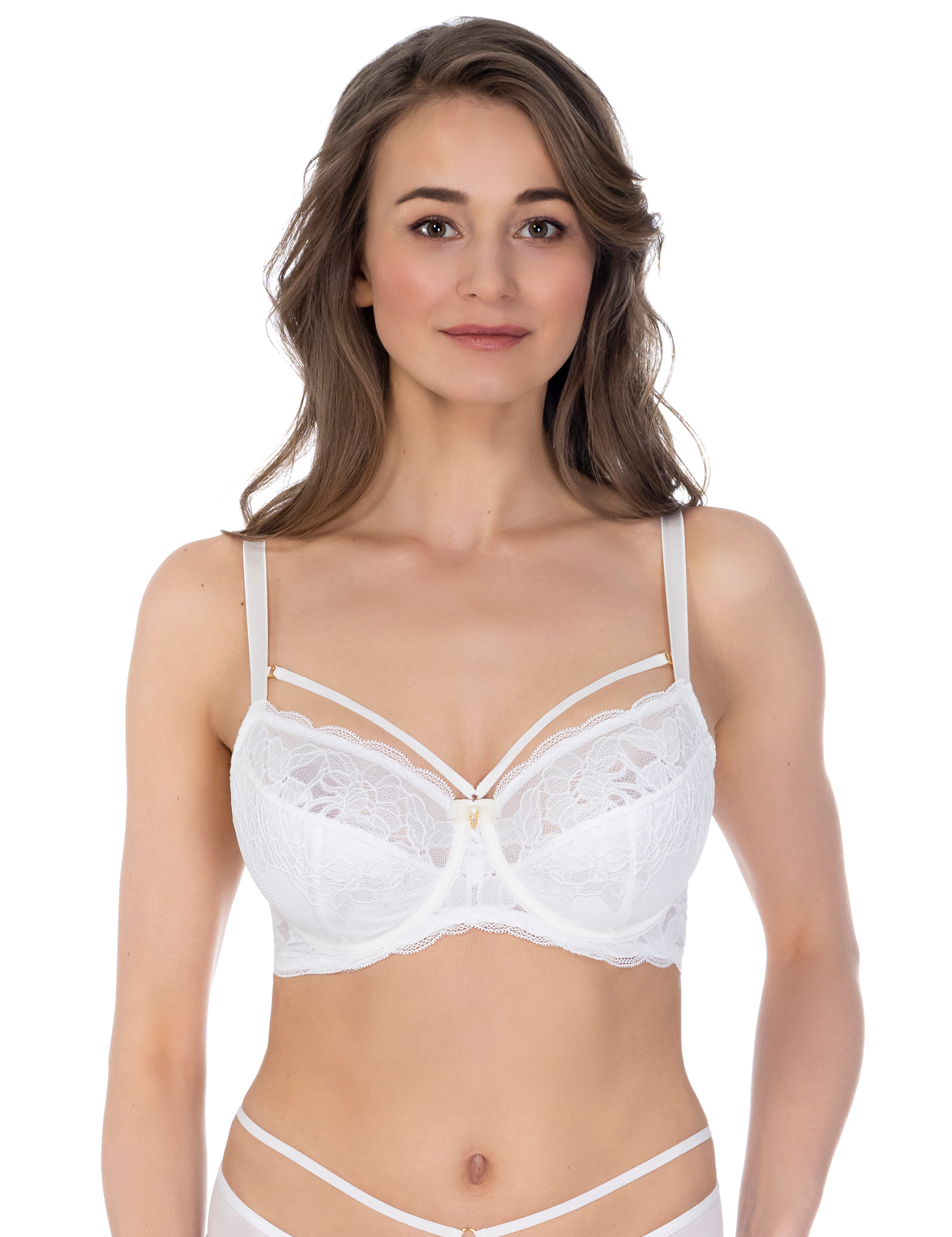 Lauma, Whisper White Underwired Non-padded Lace Bra, On Model Front, 44K20
