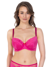 Lauma, Pink Half-padded Lace Bra, On Model Front, 44K40