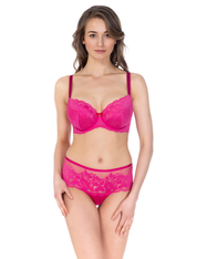 Lauma, Pink Half-padded Lace Bra, On Model Front, 44K40