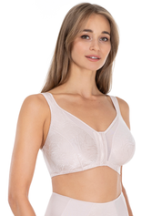 Lauma, Beige Front-closure Non-wired Bra, On Model Front, 44L22