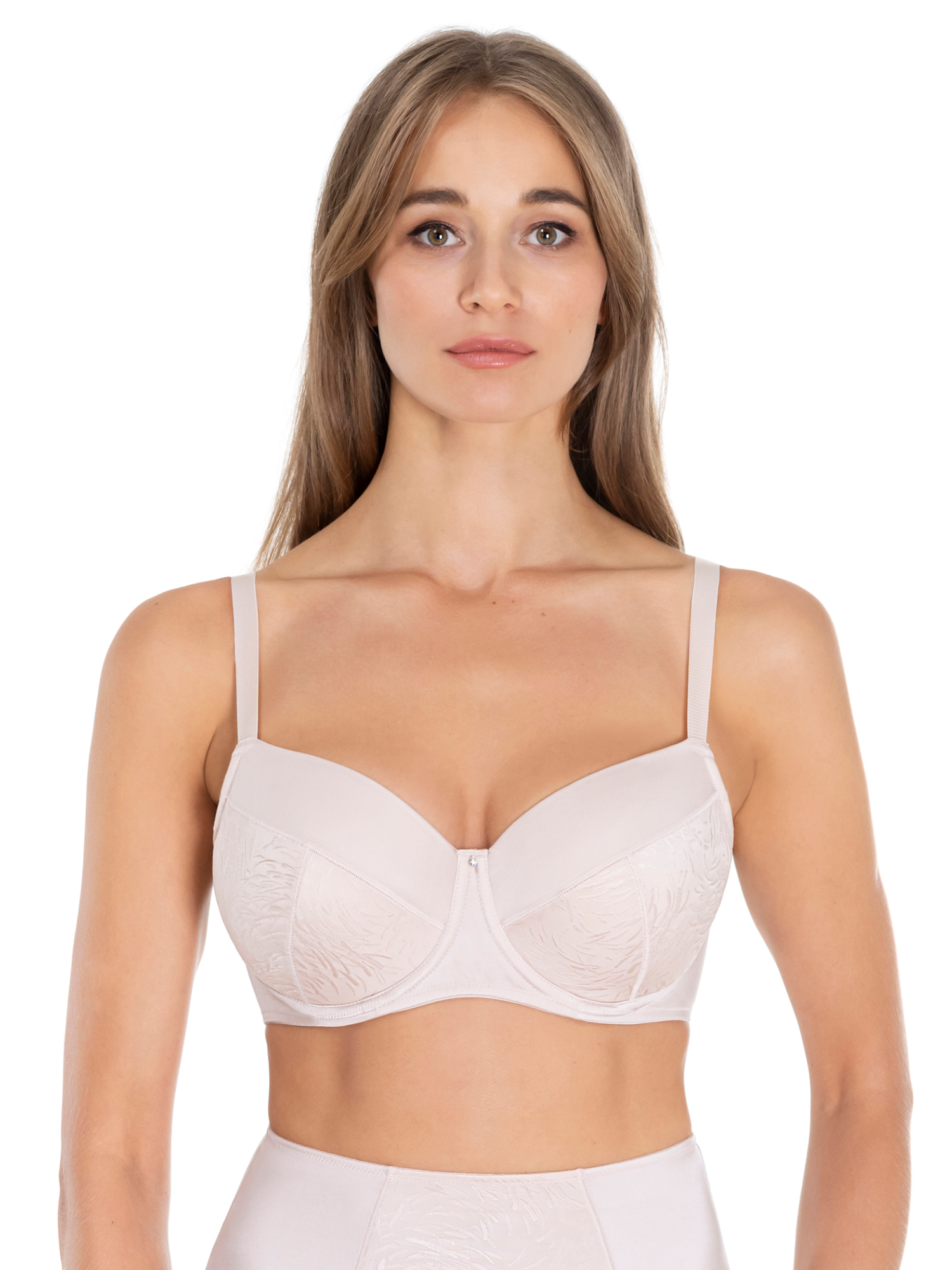 Lauma, Beige Padded Underwired Bra, On Model Front, 44L30