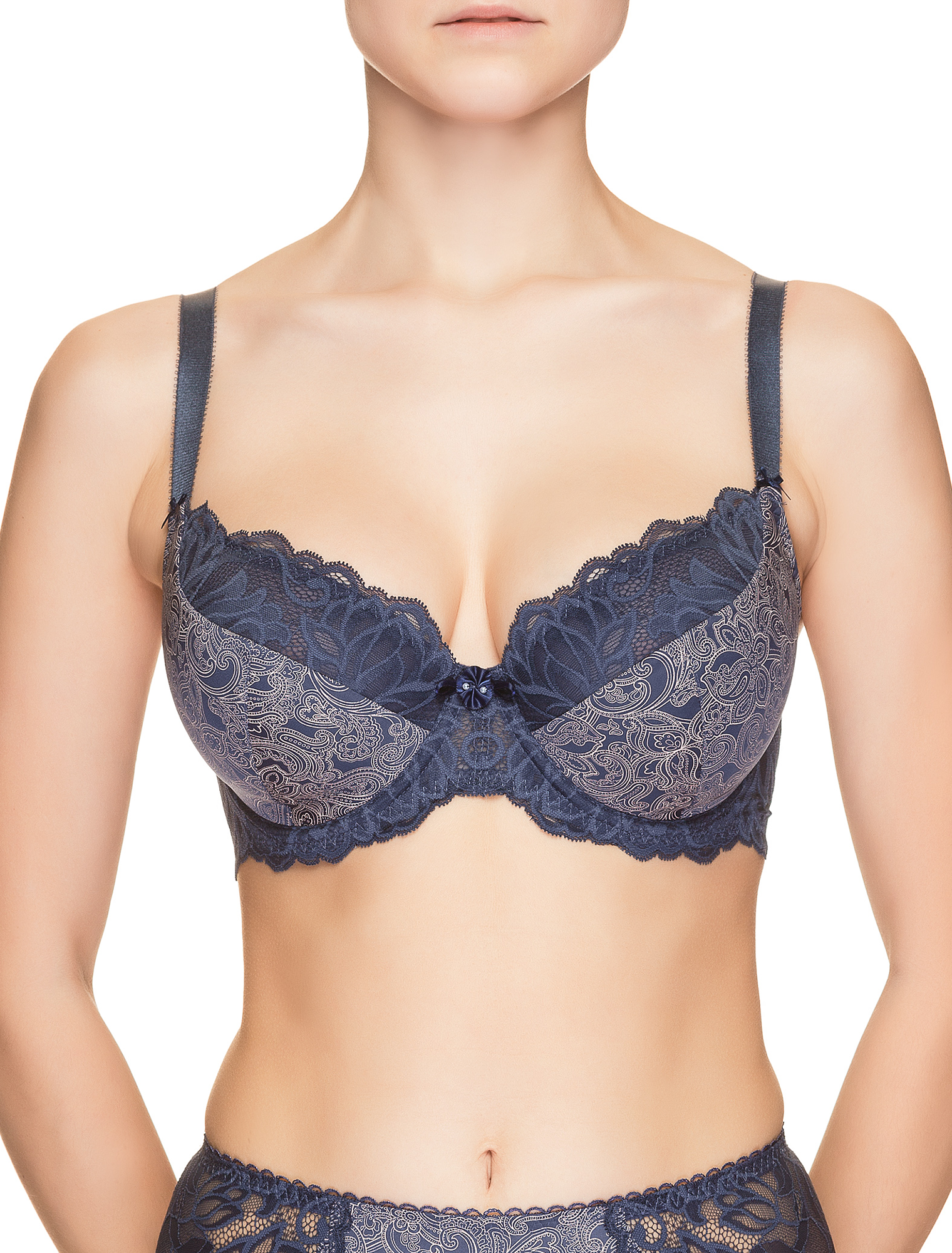 Lauma, Blue Half-padded Bra, On Model Front, 58H40