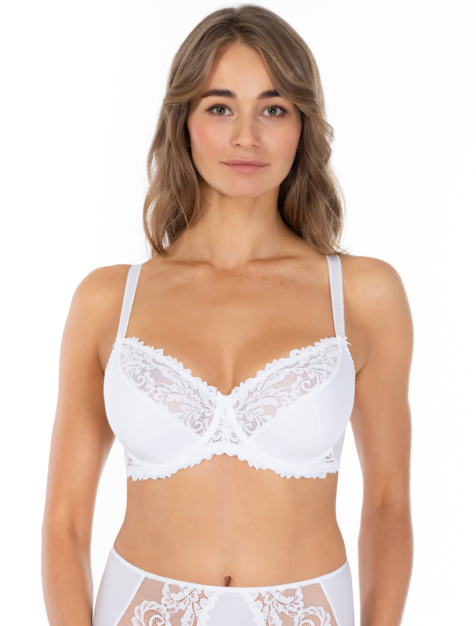 Lauma, White Half-padded Bra, On Model Front, 58K40