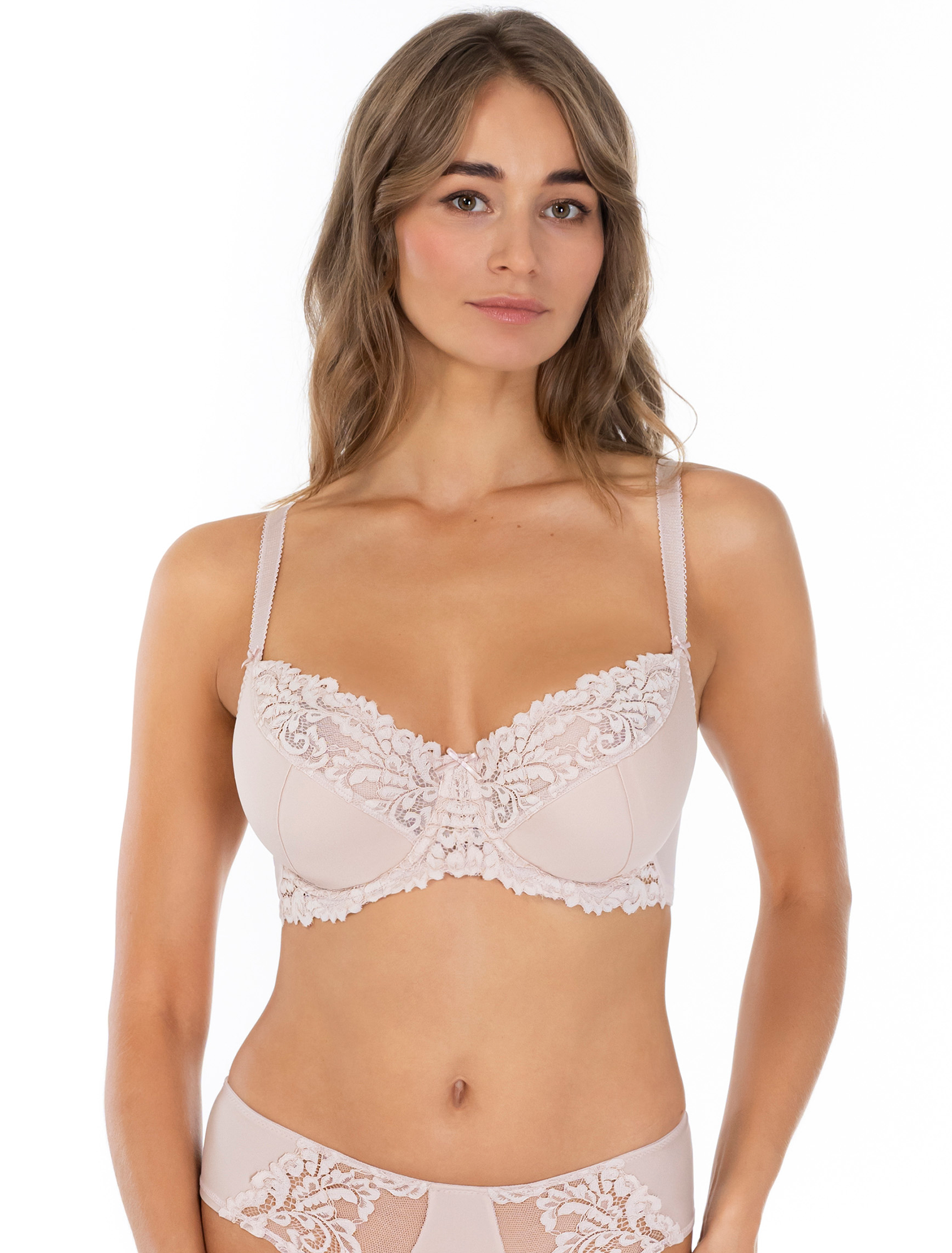 Lauma, Beige Half-padded Bra, On Model Front, 58K40