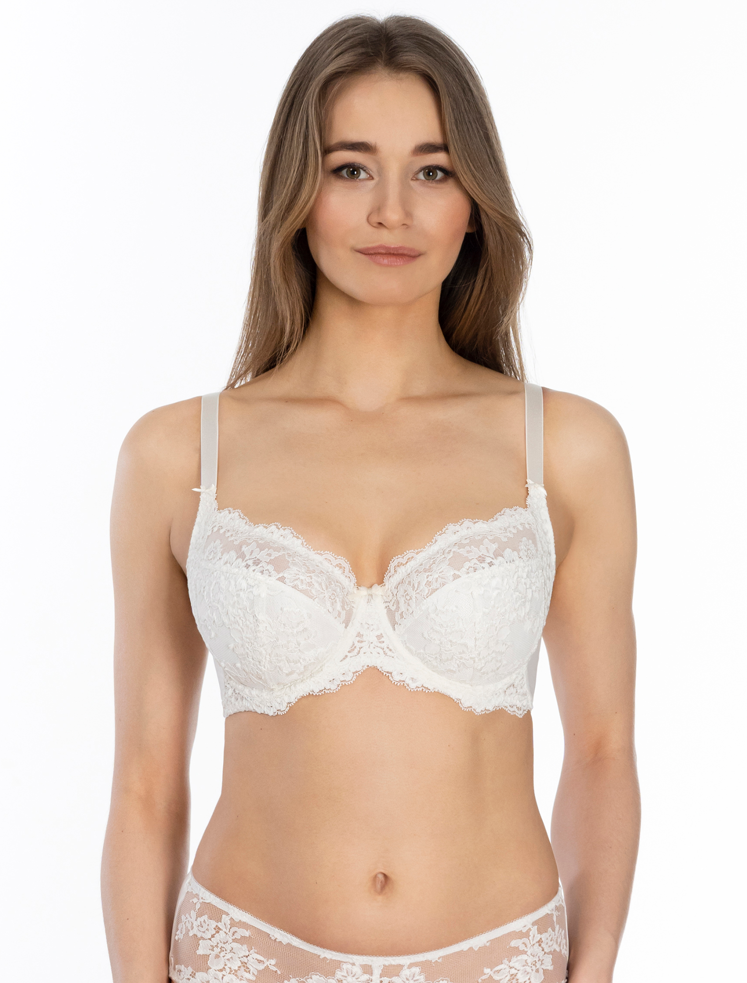 Lauma, Ivory Underwired Lace Bra, On Model Front, 69K20