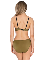 Lauma, Olive Green Moulded Push-up Bra With Black Embroidery, On Model Back, 71K35
