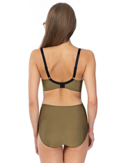 Lauma, Olive Green Half-padded Bra With Black Embroidery, On Model Back, 71K40