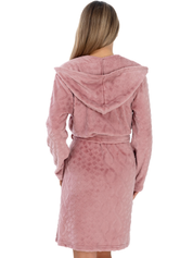 Lauma, Pink Hooded Fleece Robe, On Model Back, 72D42