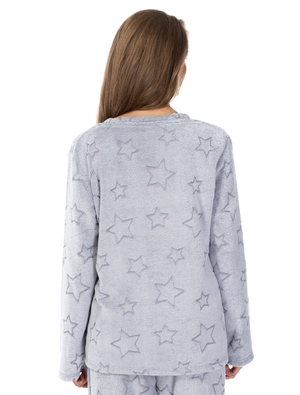 Lauma, Light Grey Fleece Pyjama Top, On Model Back, 72D55