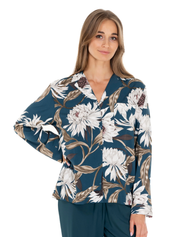 Lauma Lingerie, Printed Viscose Pyjama Top, On Model Front, 72D66