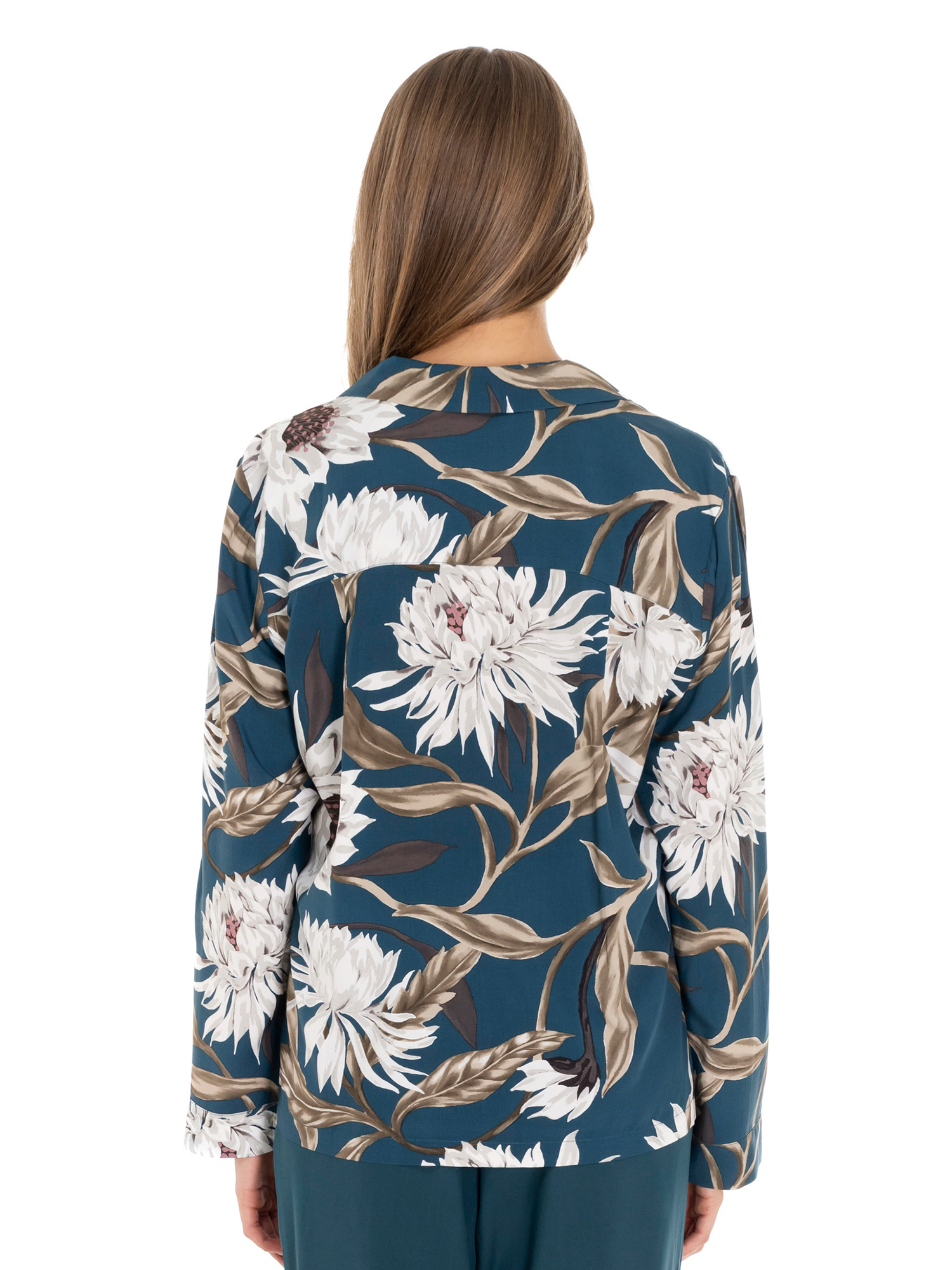 Lauma Lingerie, Printed Viscose Pyjama Top, On Model Back, 72D66