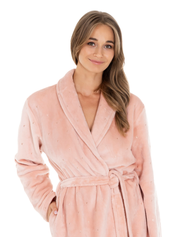 Lauma, Pink Fleece Robe, On Model Front, 72D70