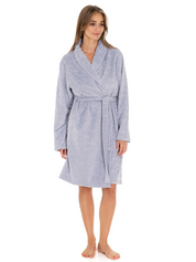 Lauma, Light Blue Fleece Robe, On Model Front, 72D70