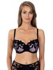 Lauma, Black Half-padded Bra, On Model Front, 75K40