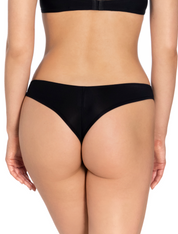 Lauma, Black Mid Waist String Panties, On Model Back, 75K60