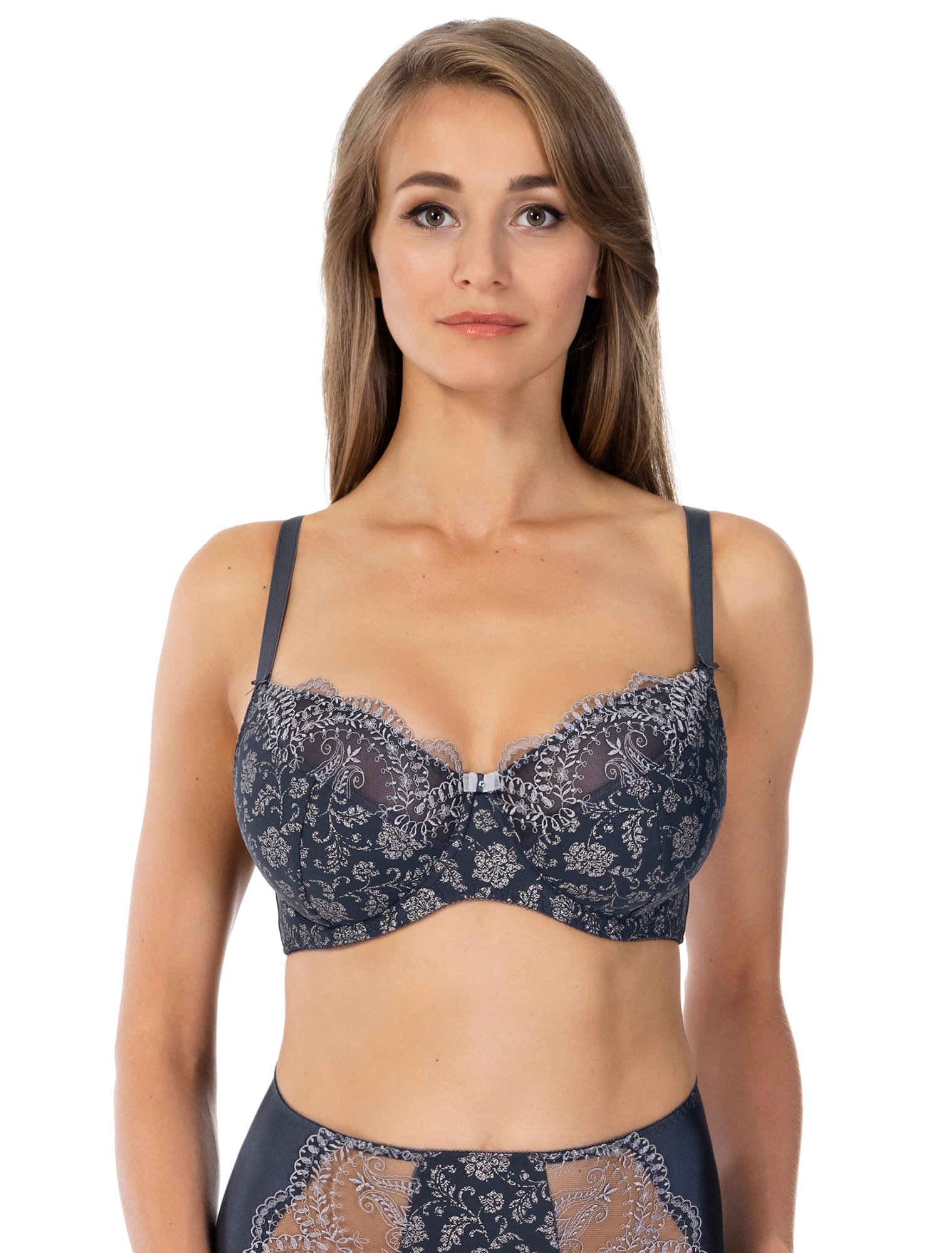 Lauma, Dark Grey Underwired Non-padded  Bra, On Model Front, 78K20