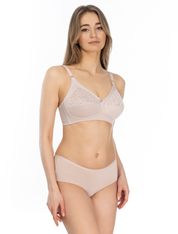 Lauma, Beige Wireless Non-padded Bra, On Model Front, 79900