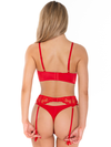 Lauma, Red Lace Suspender Belt, On Model Back, 93K05