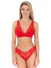 Lauma, Red Lace Bralette Bra, On Model Front, 93K22
