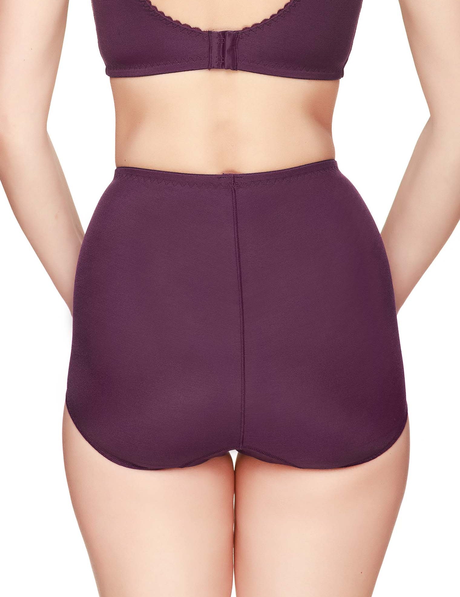 Lauma, Burgundy High Waist Panties, On Model Back, 01851
